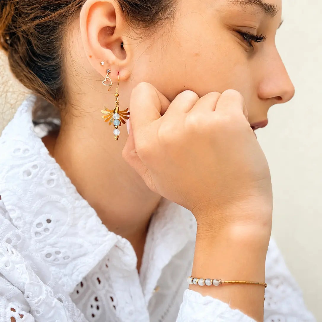 Boucle d'oreilles Intemporelle - Aigue-marine - Peggy Fée