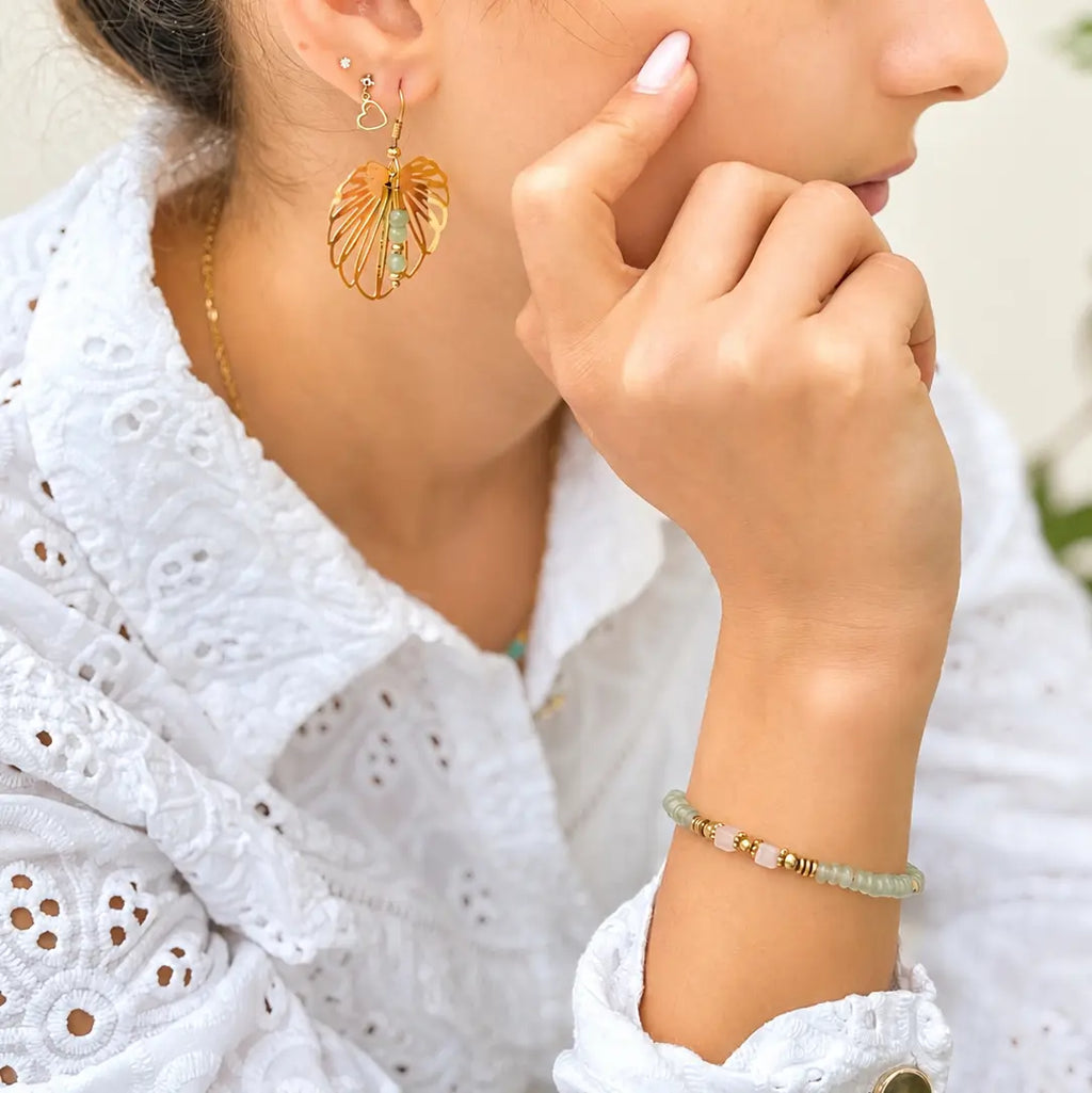 Boucle d'oreilles Intemporelle - Aventurine Verte - Peggy Fée