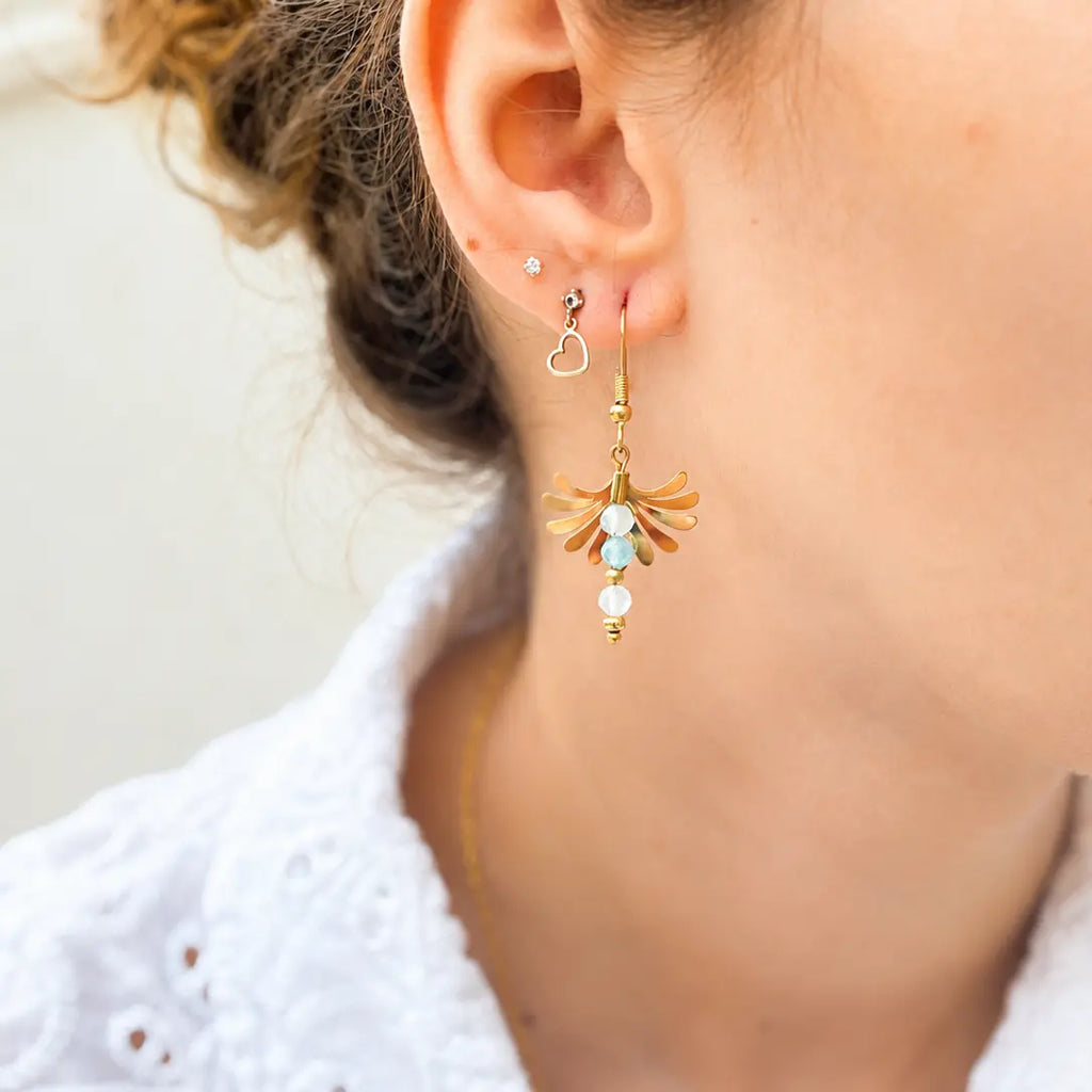 Boucle d'oreilles Intemporelle - Aigue-marine - Peggy Fée