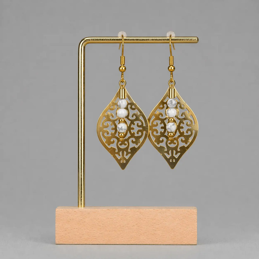 Boucle d'oreilles Intemporelle - Howlite - Peggy Fée