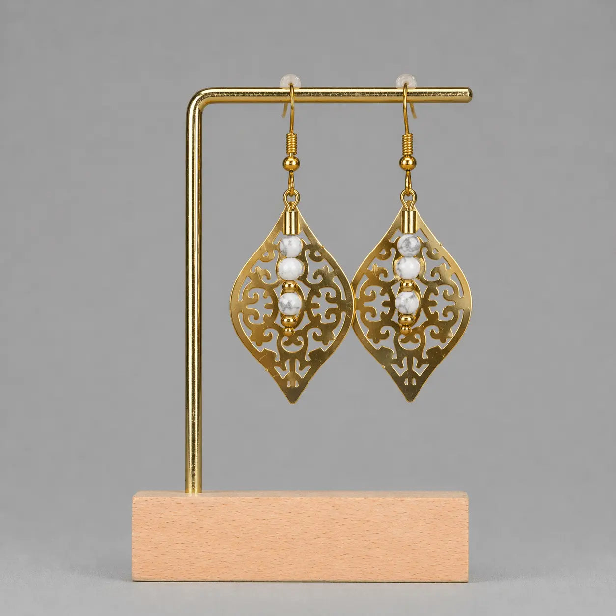 Boucle d'oreilles Intemporelle - Howlite - Peggy Fée