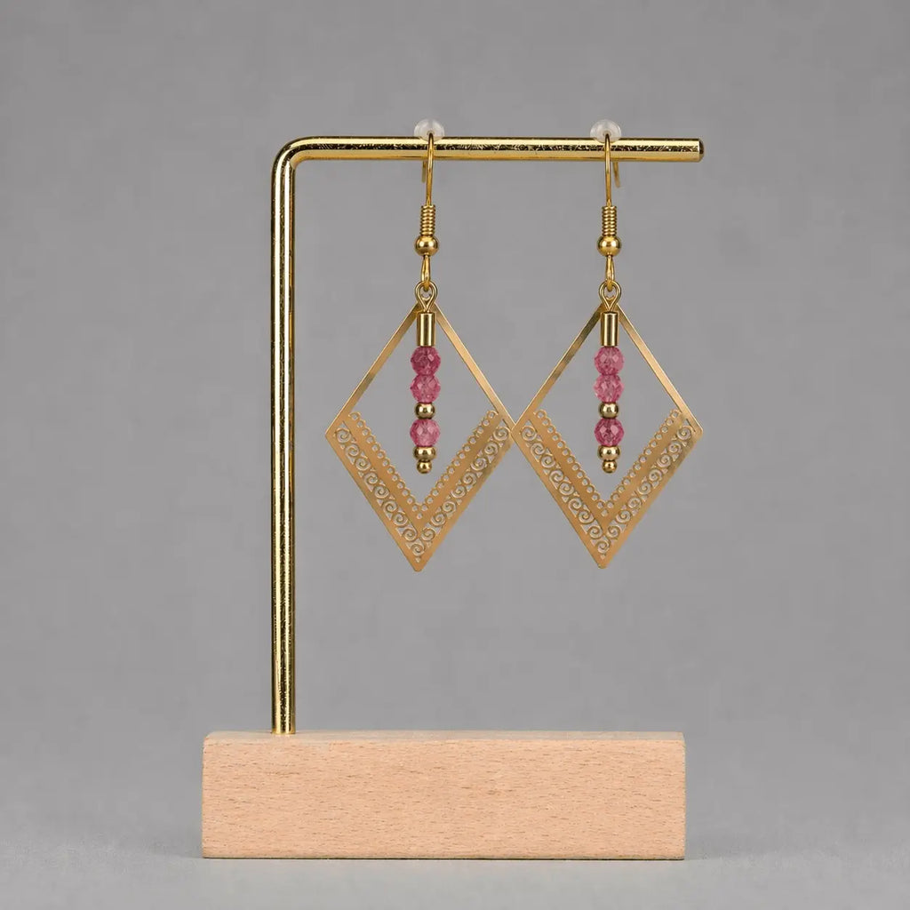 Boucle d'oreilles Intemporelle - Quartz Fraise - Peggy Fée