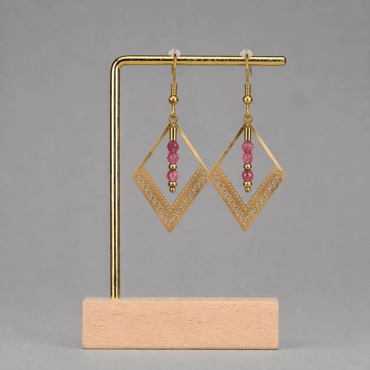 Boucle d'oreilles Intemporelle - Quartz Fraise - Peggy Fée