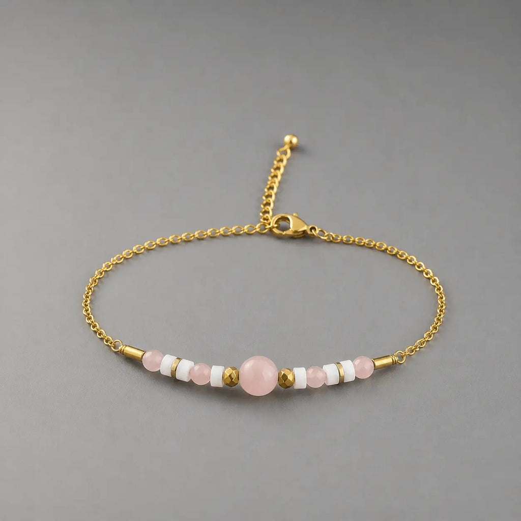 Bracelet Ondine - Quartz Rose - Peggy Fée