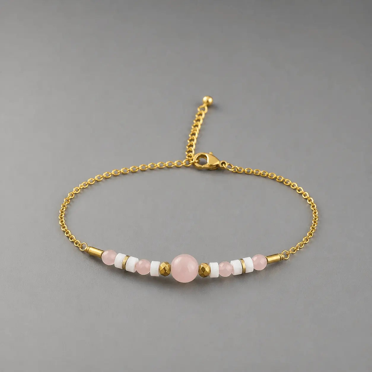 Bracelet Ondine - Quartz Rose - Peggy Fée