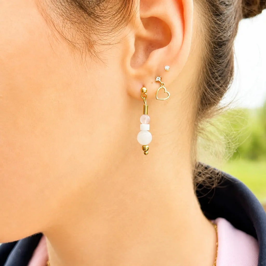 Boucle Ondine - Quartz rose - Peggy Fée