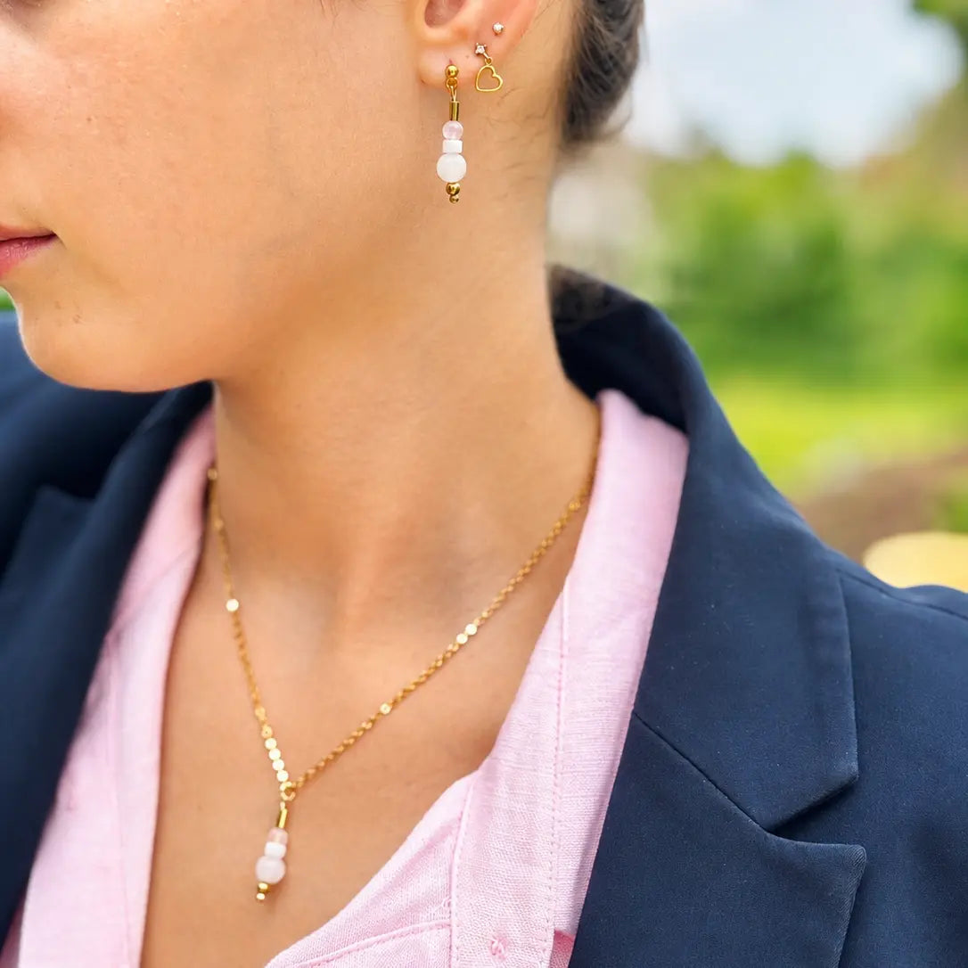 Boucle Ondine - Quartz rose - Peggy Fée